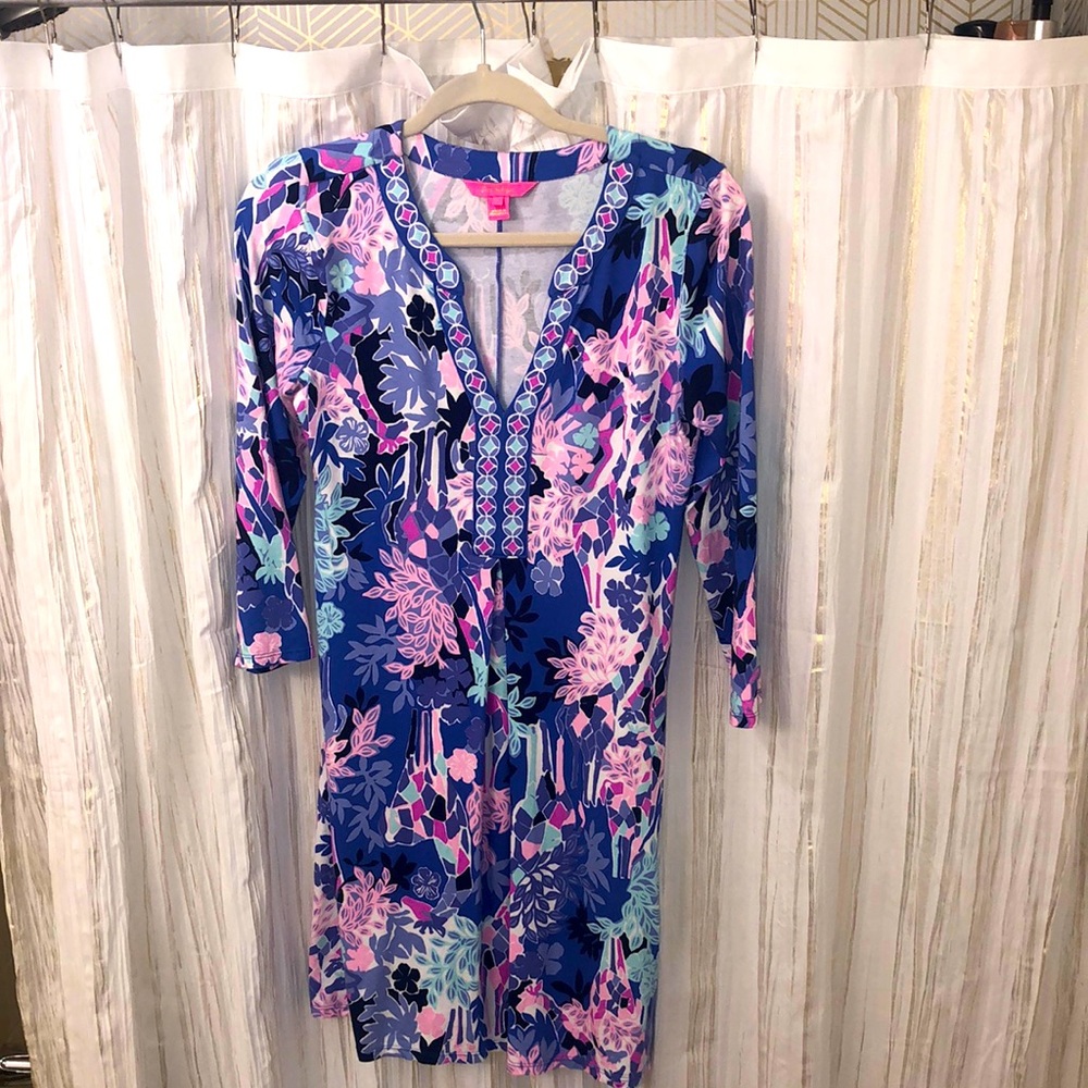 Iris Blue Giraffic Park Melli Dress